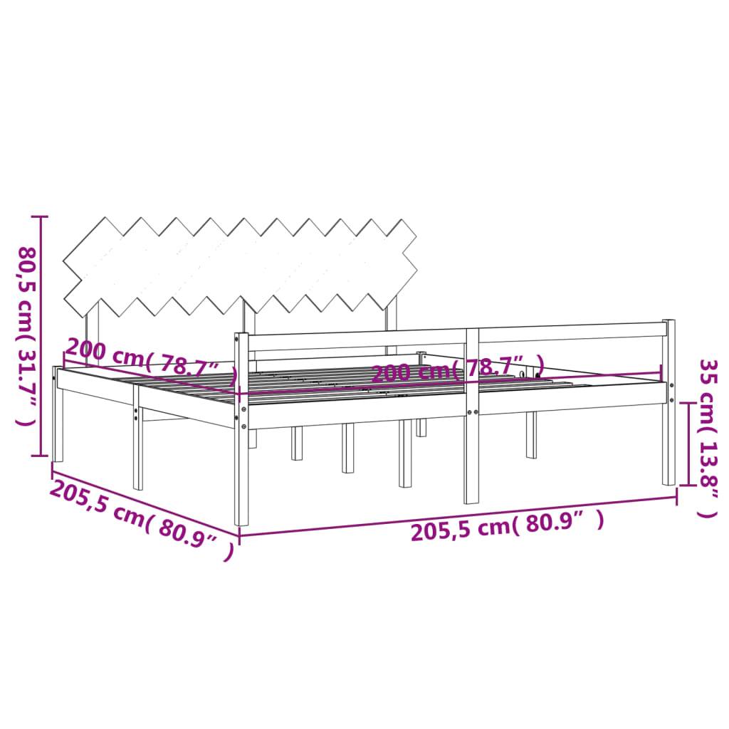 vidaXL Seniorenbett mit Kopfteil 200x200 cm Massivholz