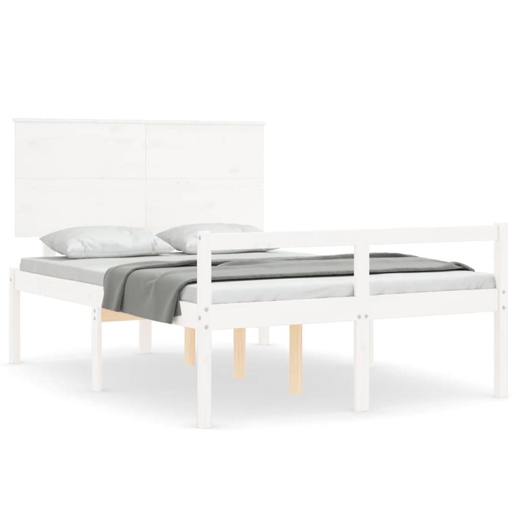 vidaXL Seniorenbett mit Kopfteil 140x190 cm Weiß Massivholz