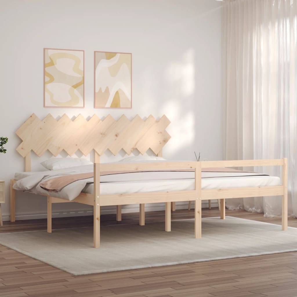 vidaXL Seniorenbett mit Kopfteil 200x200 cm Massivholz