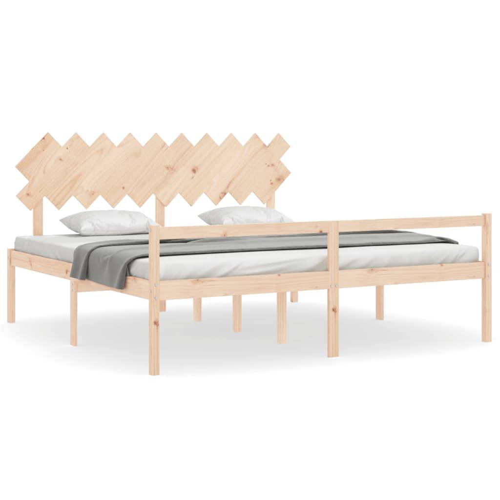 vidaXL Seniorenbett mit Kopfteil 200x200 cm Massivholz