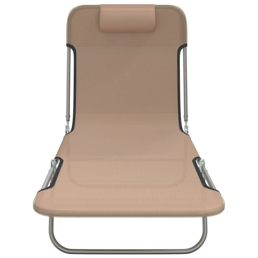 vidaXL Sonnenliegen Klappbar 2 Stk. Taupe Textilene und Stahl