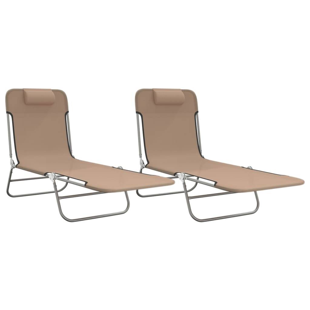 vidaXL Sonnenliegen Klappbar 2 Stk. Taupe Textilene und Stahl