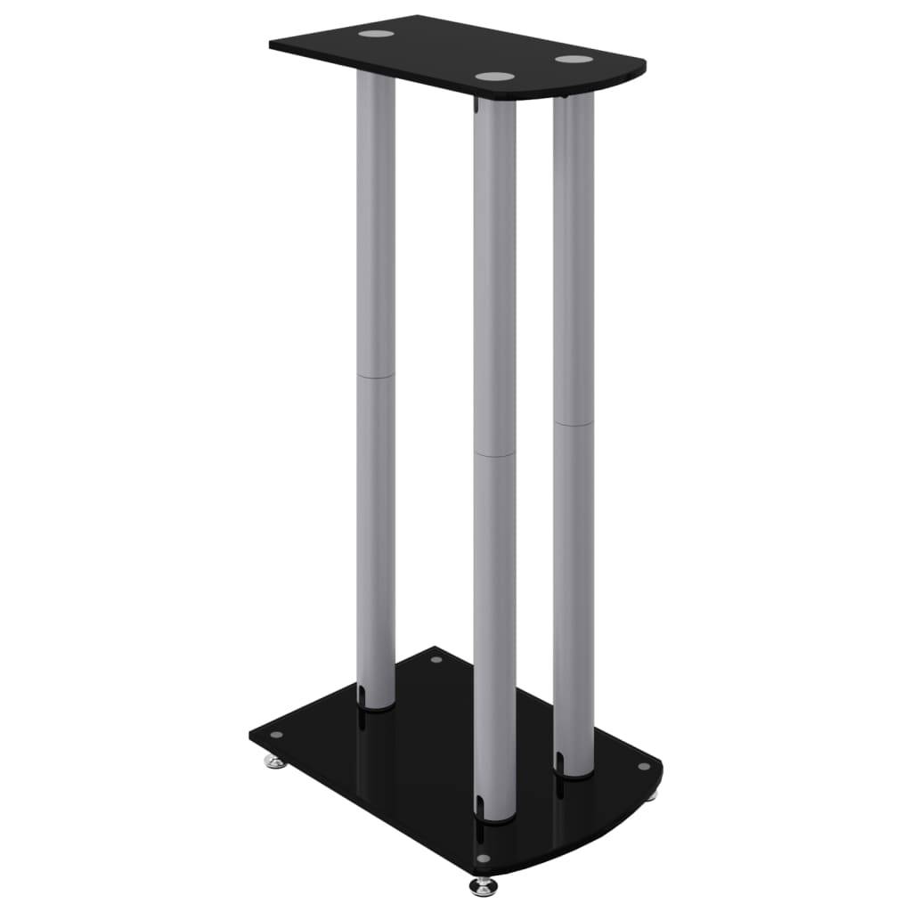 vidaXL Lautsprecher-Ständer 2 Stk. Schwarz & Silbern Hartglas 3 Säulen