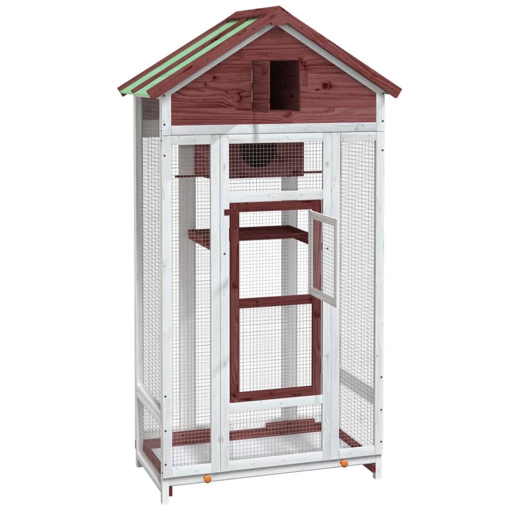 vidaXL Voliere Mokka 91,5x53x170 cm Massivholz Kiefer