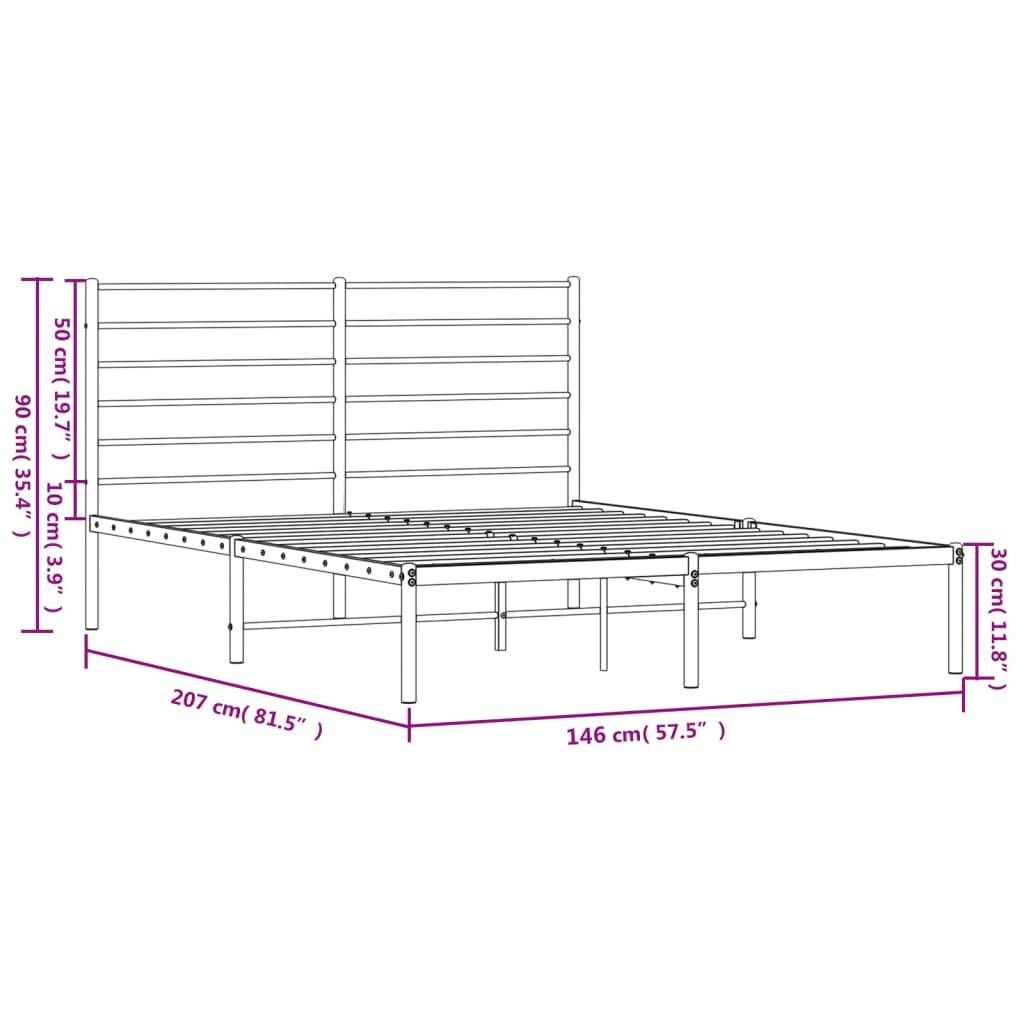 vidaXL Bettgestell mit Kopfteil Metall Schwarz 140x200 cm