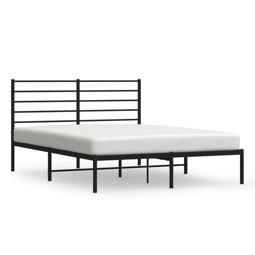 vidaXL Bettgestell mit Kopfteil Metall Schwarz 140x200 cm