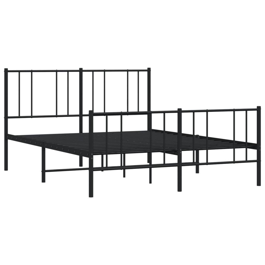 vidaXL Bettgestell mit Kopf- und Fußteil Metall Schwarz 140x190 cm