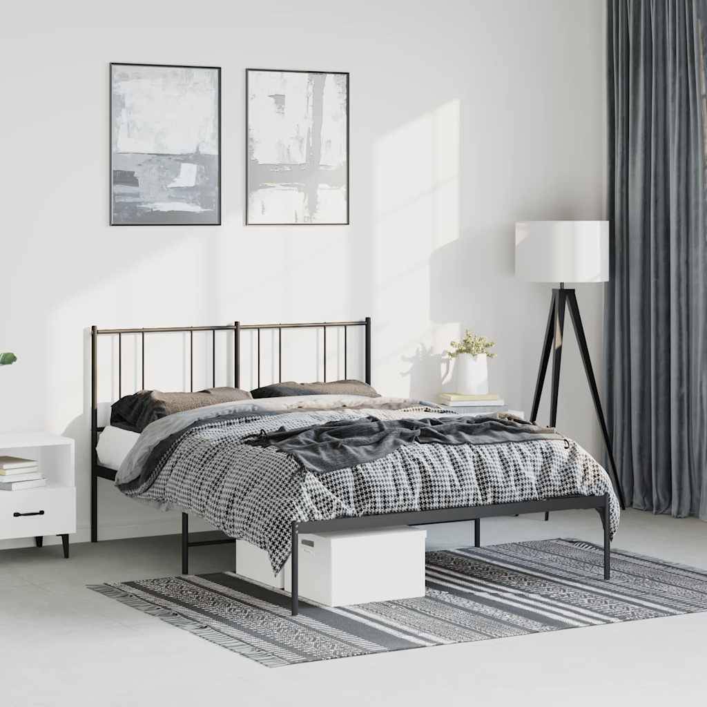 vidaXL Bettgestell mit Kopfteil Metall Schwarz 135x190 cm