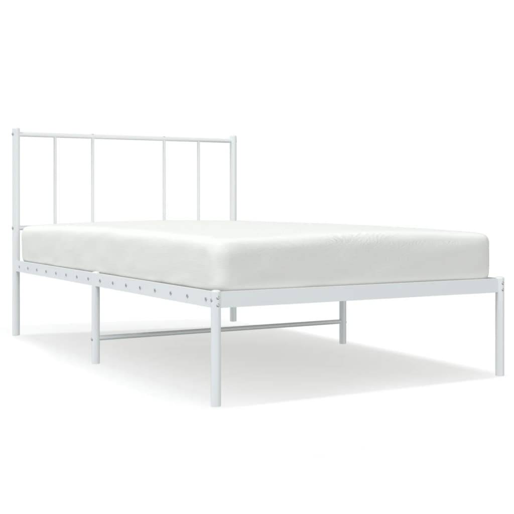 vidaXL Bettgestell mit Kopfteil Metall Weiß 90x200 cm