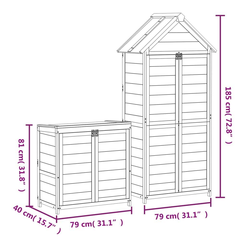 vidaXL 2-tlg. Geräteschuppen-Set Braun Massivholz Kiefer