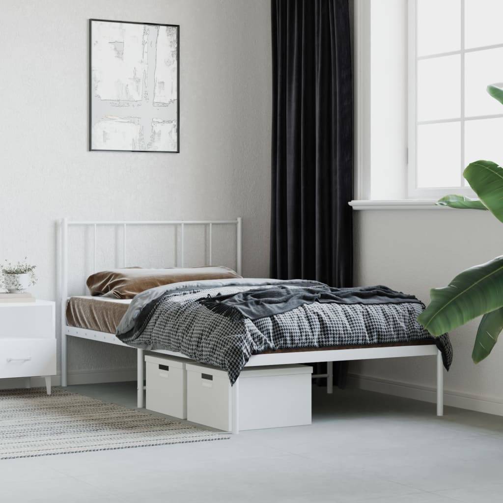 vidaXL Bettgestell mit Kopfteil Metall Weiß 107x203 cm