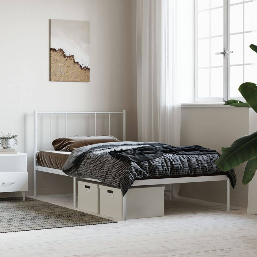 vidaXL Bettgestell mit Kopfteil Metall Weiß 90x200 cm