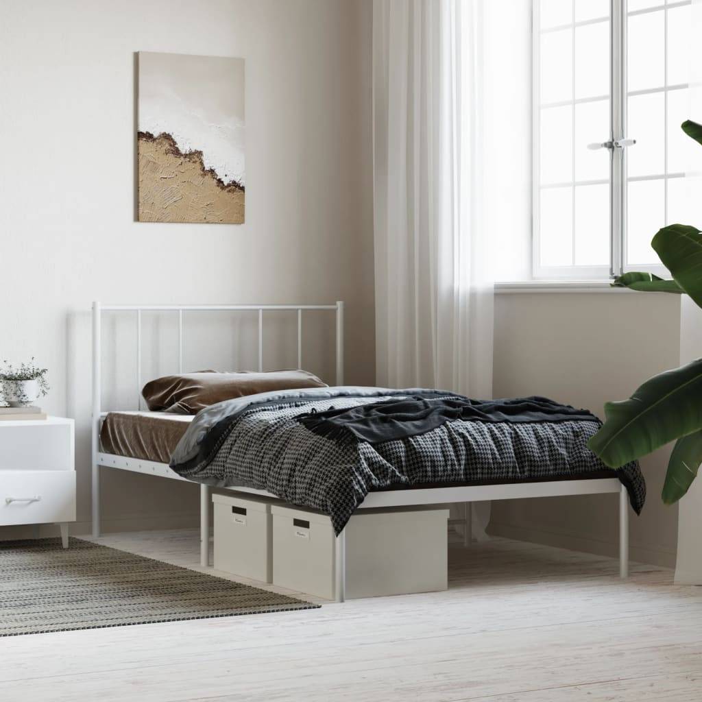 vidaXL Bettgestell mit Kopfteil Metall Weiß 107x203 cm