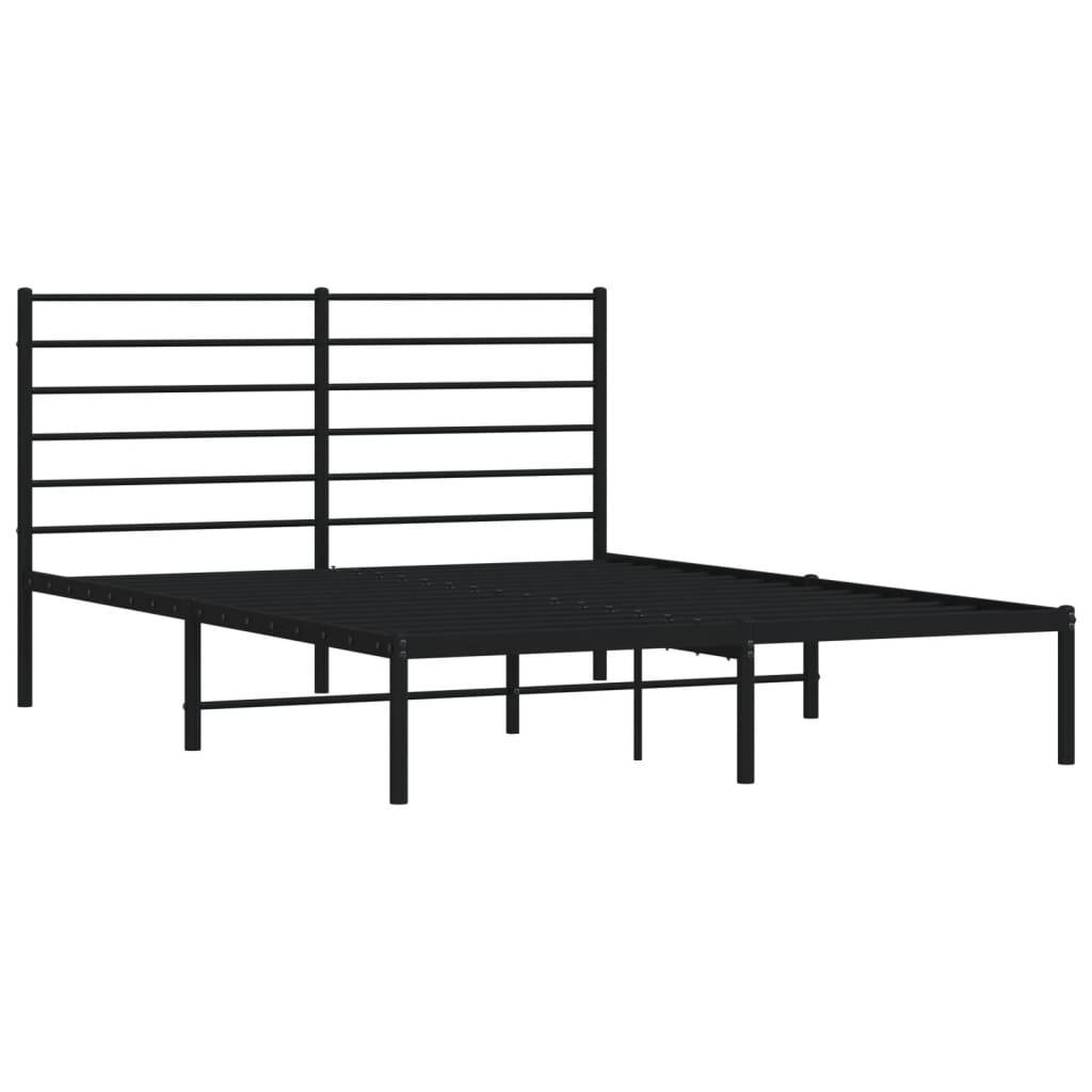 vidaXL Bettgestell mit Kopfteil Metall Schwarz 140x200 cm