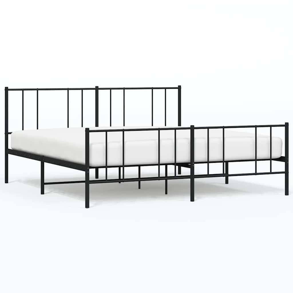vidaXL Bettgestell mit Kopf- und Fußteil Metall Schwarz 183x213 cm