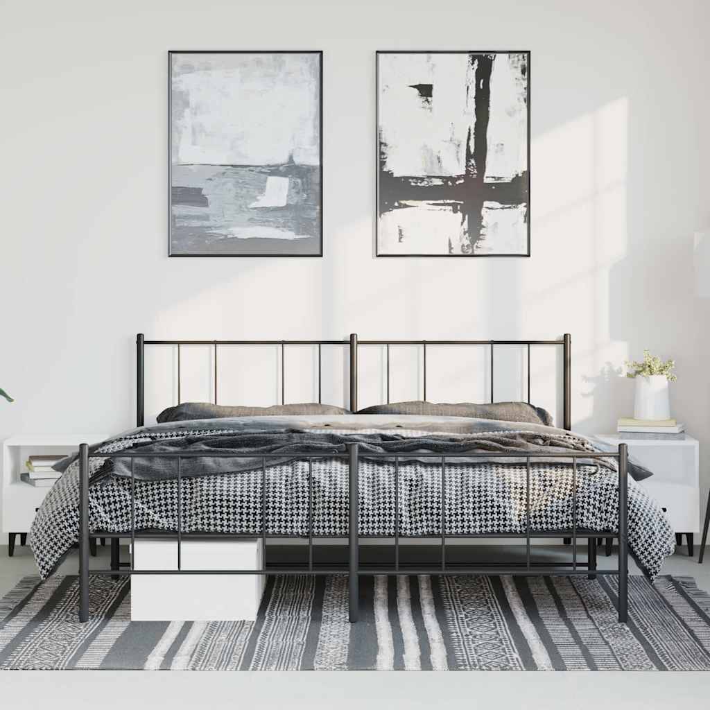 vidaXL Bettgestell mit Kopf- und Fußteil Metall Schwarz 183x213 cm