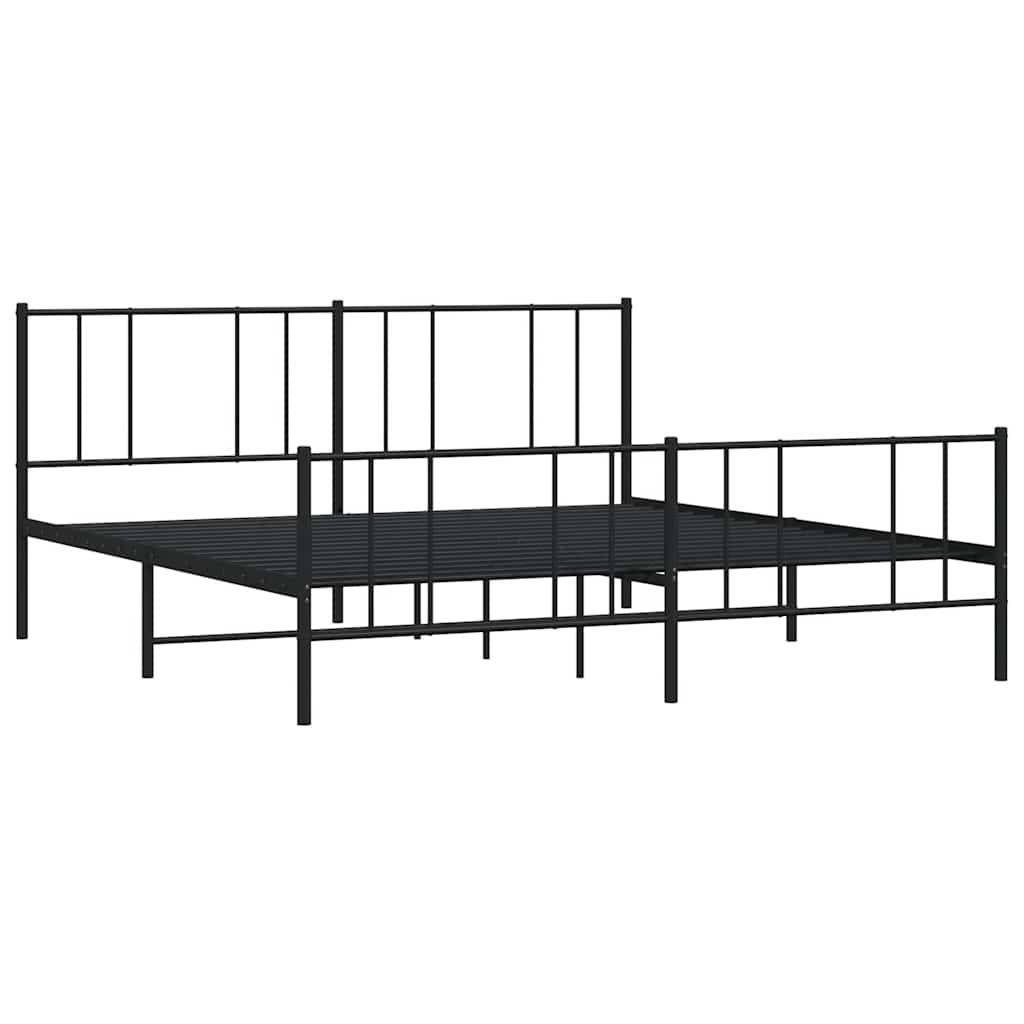 vidaXL Bettgestell mit Kopf- und Fußteil Metall Schwarz 183x213 cm