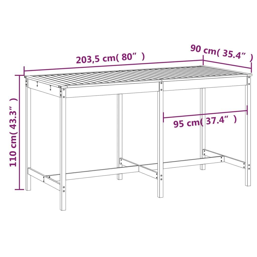 vidaXL Gartentisch 203,5x90x110 cm Massivholz Kiefer