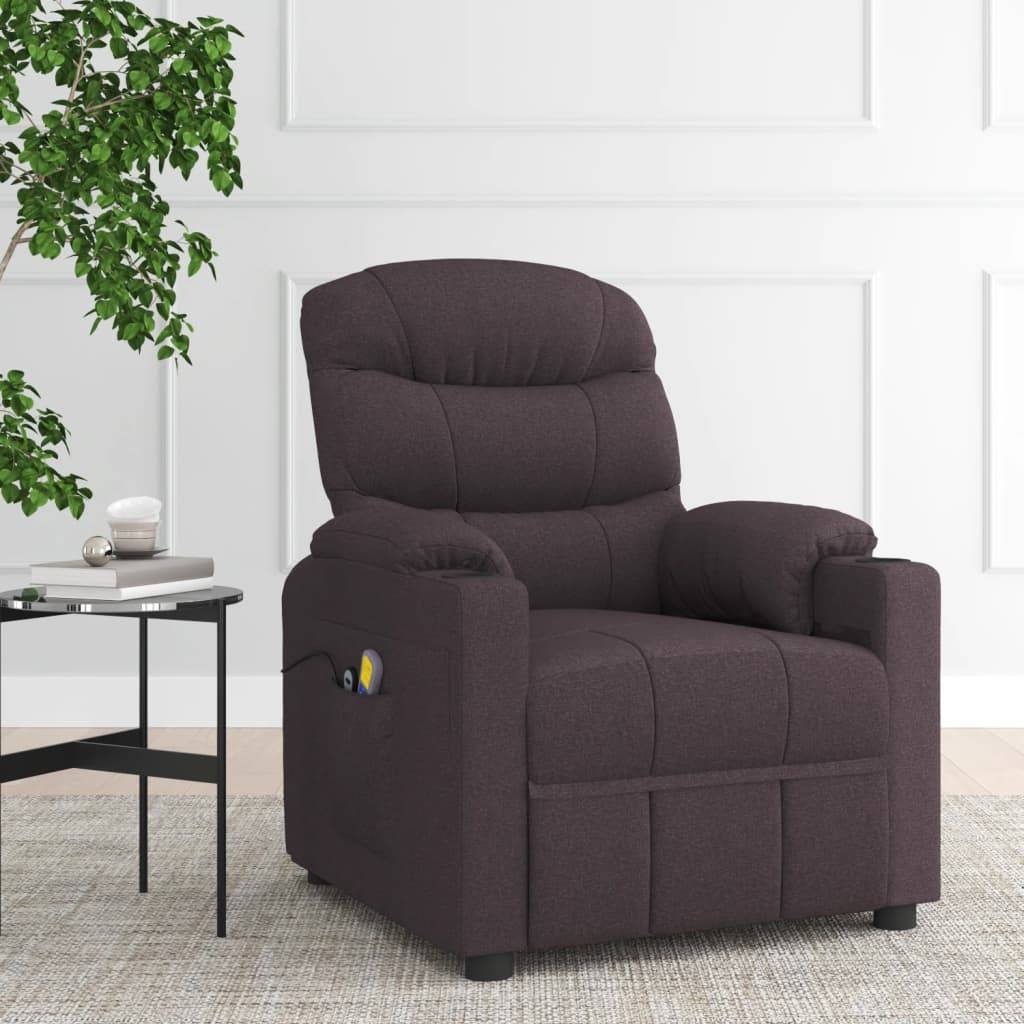 vidaXL Massagesessel Elektrisch Dunkelbraun Stoff