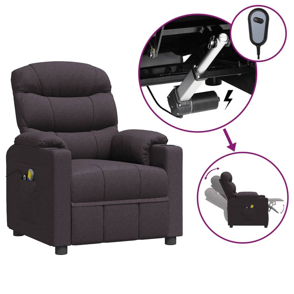 vidaXL Massagesessel Elektrisch Dunkelbraun Stoff