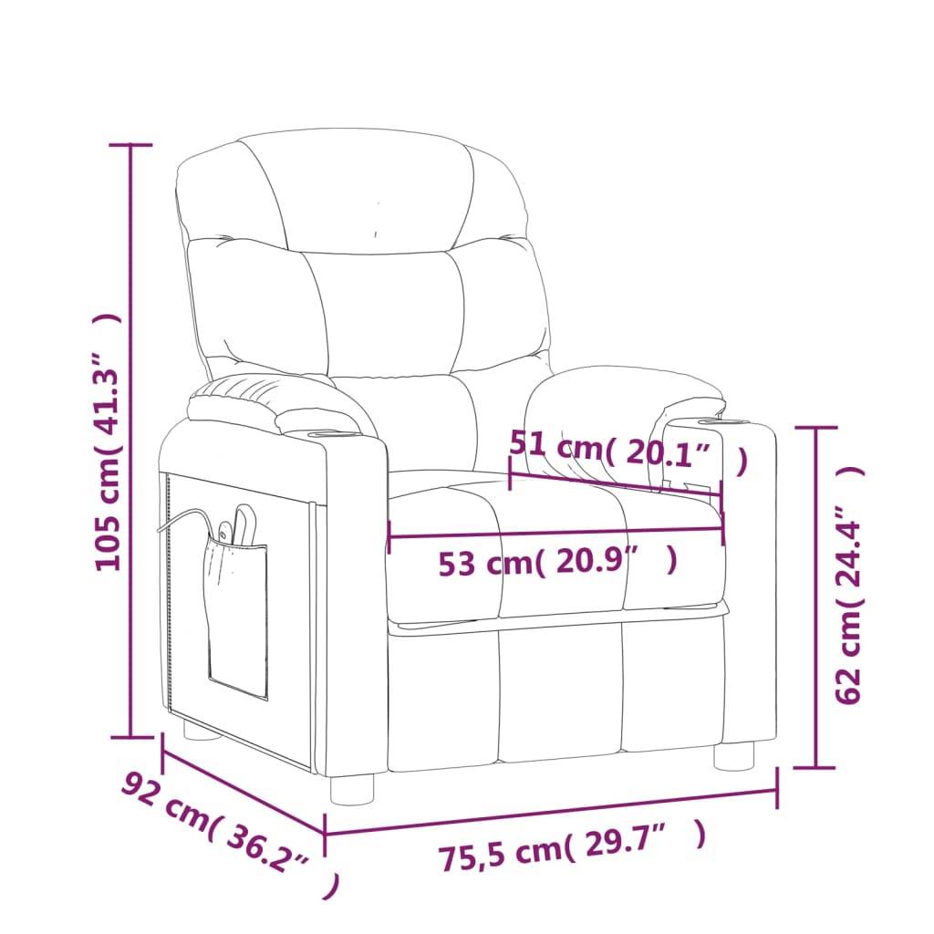 vidaXL Massagesessel Elektrisch Dunkelbraun Stoff