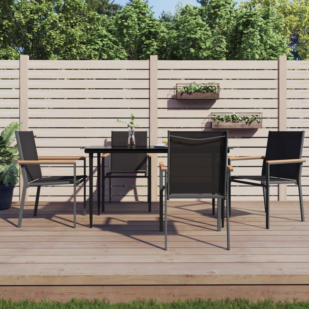 vidaXL 5-tlg. Garten-Essgruppe Schwarz Textilene und Stahl