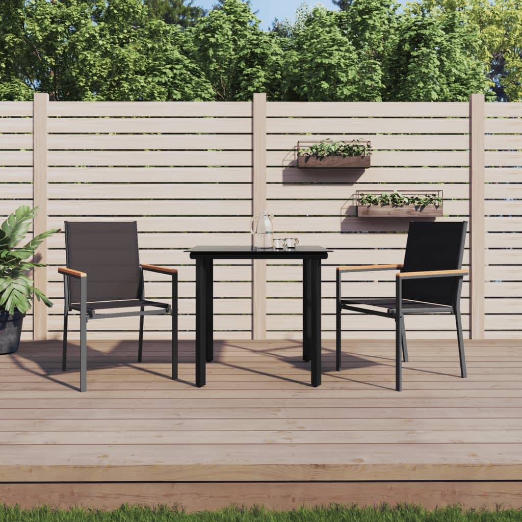 vidaXL 3-tlg. Garten-Essgruppe Schwarz Textilene und Stahl