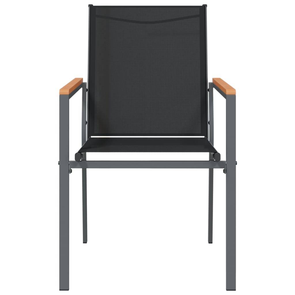 vidaXL Gartenstühle 6 Stk. Schwarz 55x61,5x90 cm Textilene und Stahl