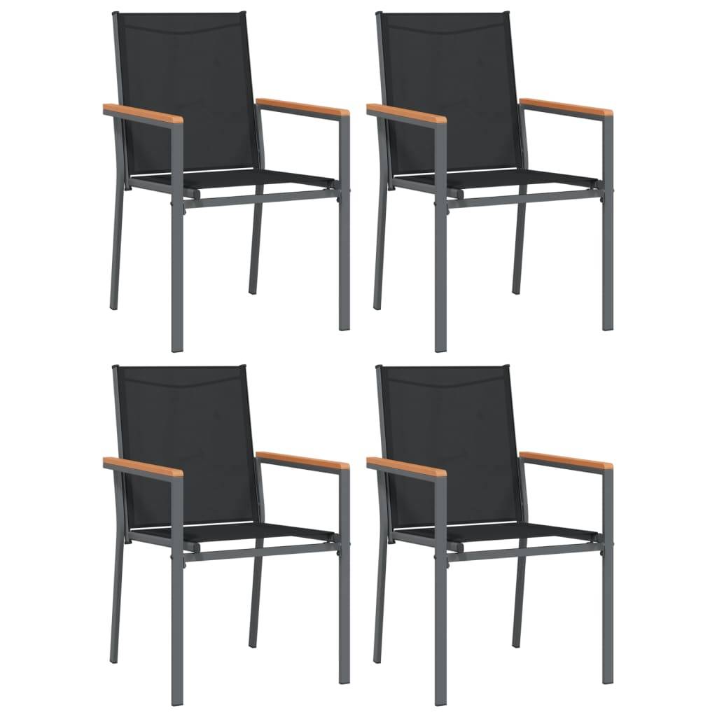 vidaXL Gartenstühle 4 Stk. Schwarz 55x61,5x90 cm Textilene und Stahl