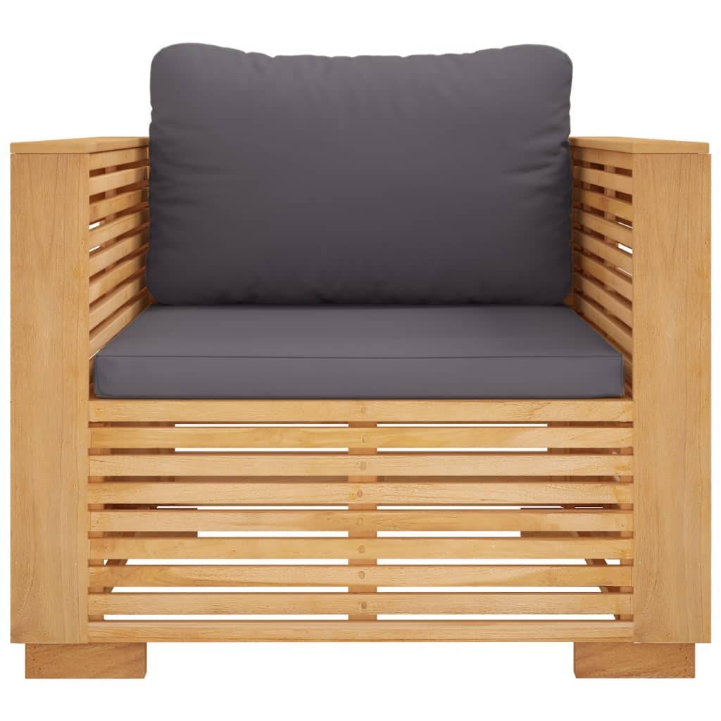 vidaXL Gartensessel mit Dunkelgrauen Kissen Massivholz Teak