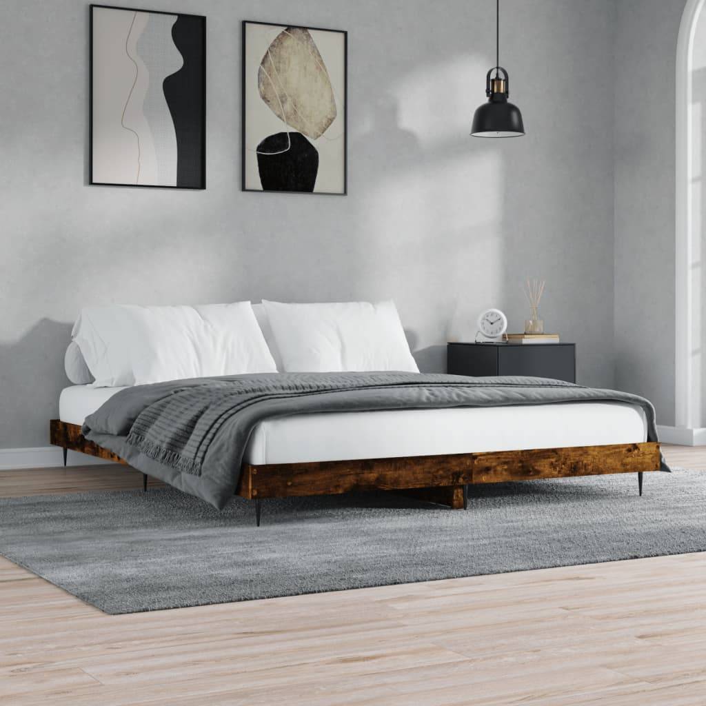 vidaXL Bettgestell ohne Matratze Räuchereiche 200x200 cm Holzwerkstoff