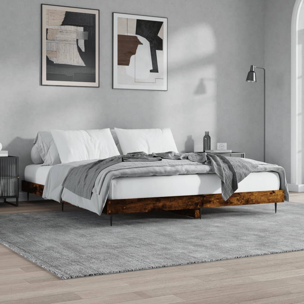 vidaXL Bettgestell ohne Matratze Räuchereiche 200x200 cm Holzwerkstoff