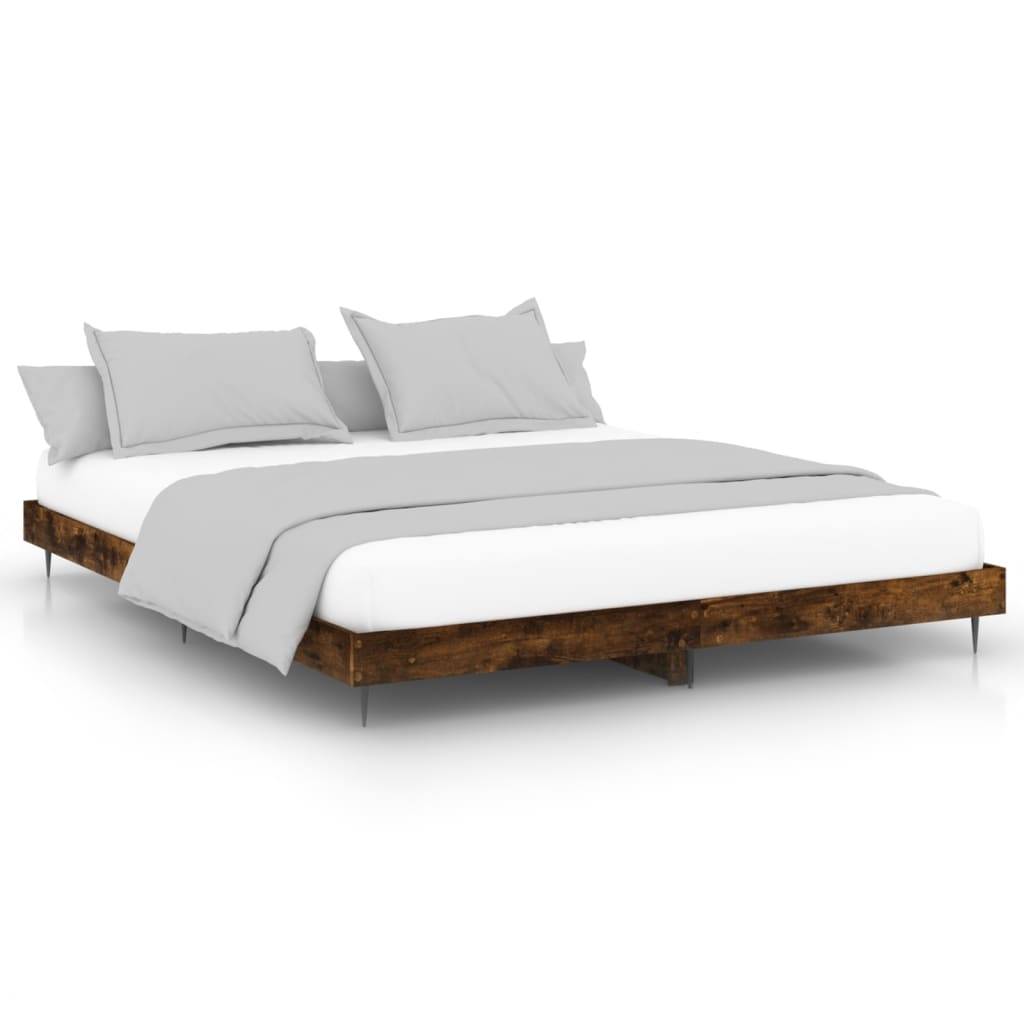 vidaXL Bettgestell ohne Matratze Räuchereiche 200x200 cm Holzwerkstoff