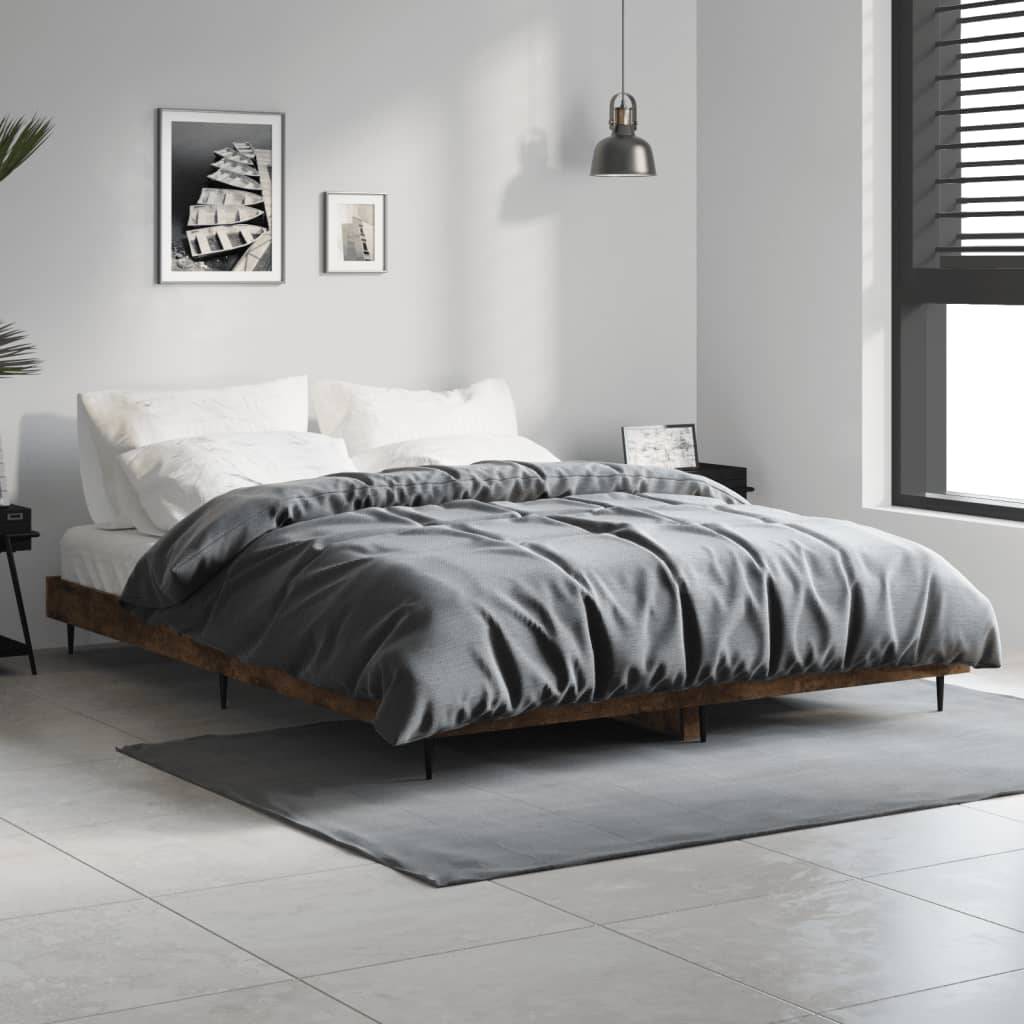 vidaXL Bettgestell ohne Matratze Räuchereiche 140x190 cm Holzwerkstoff