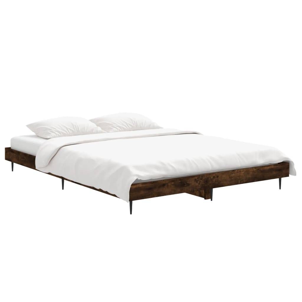 vidaXL Bettgestell ohne Matratze Räuchereiche 140x190 cm Holzwerkstoff