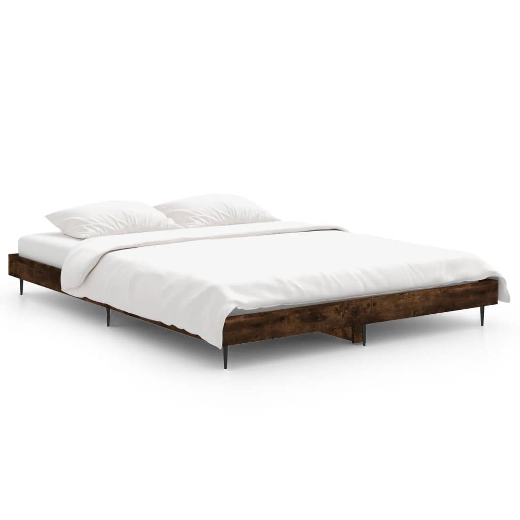 vidaXL Bettgestell ohne Matratze Räuchereiche 140x190 cm Holzwerkstoff