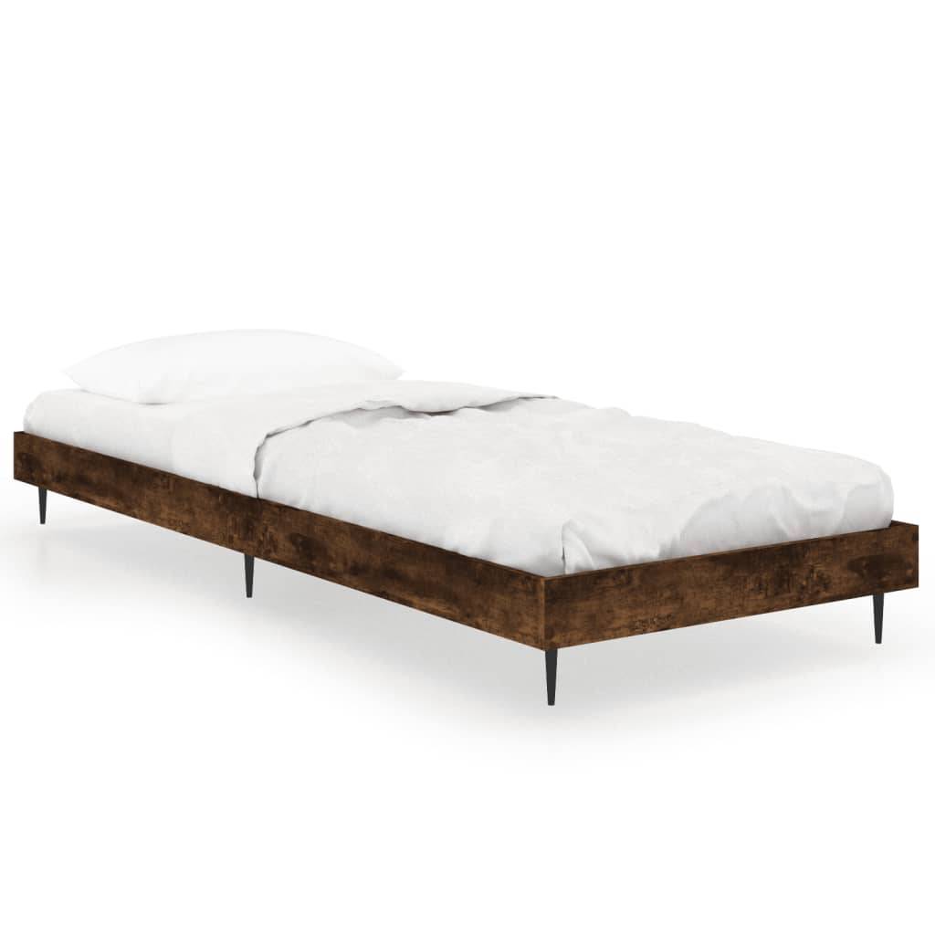 vidaXL Bettgestell ohne Matratze Räuchereiche 75x190 cm Holzwerkstoff