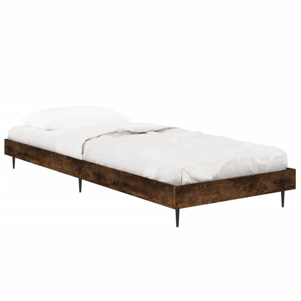 vidaXL Bettgestell ohne Matratze Räuchereiche 75x190 cm Holzwerkstoff
