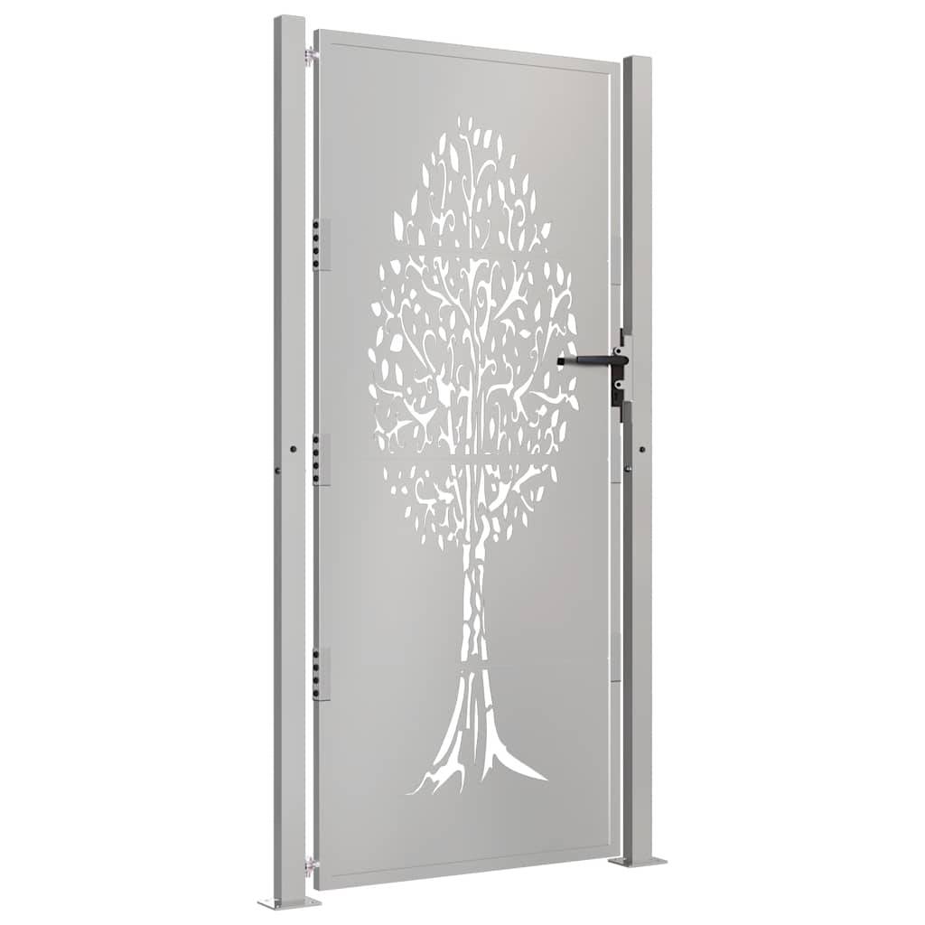 vidaXL Gartentor 105x205 cm Cortenstahl Baum-Design