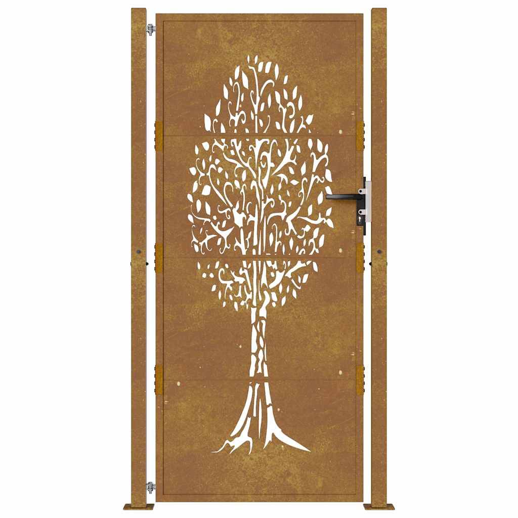 vidaXL Gartentor 105x205 cm Cortenstahl Baum-Design