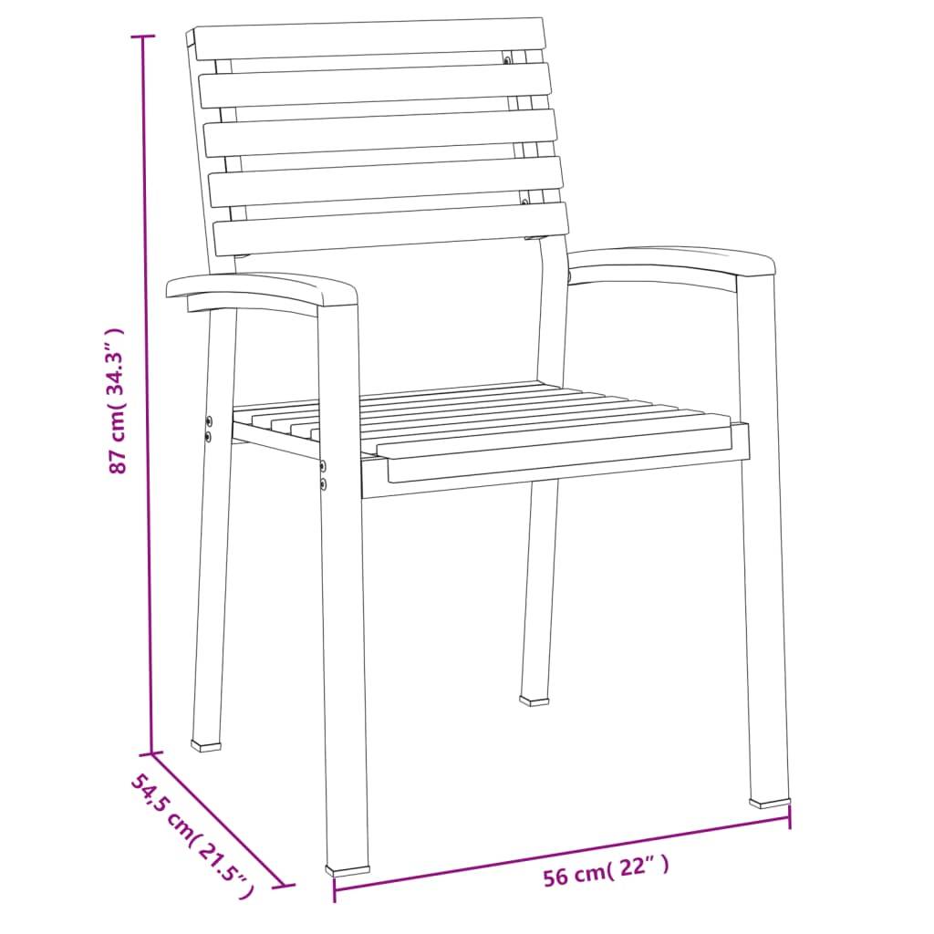 vidaXL Stapelbare Gartenstühle 8 Stk. Massivholz Akazie und Metall