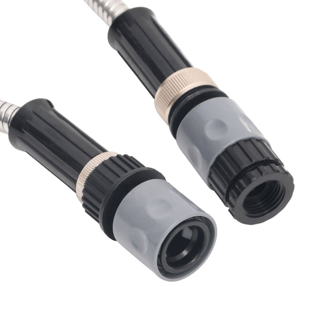 vidaXL Gartenschlauch mit Sprühdüse Silbern 0,6" 30 m Edelstahl