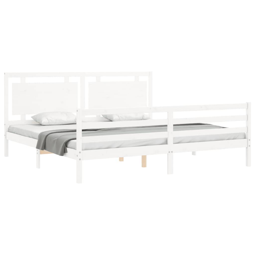 vidaXL Massivholzbett mit Kopfteil Weiß 200x200 cm