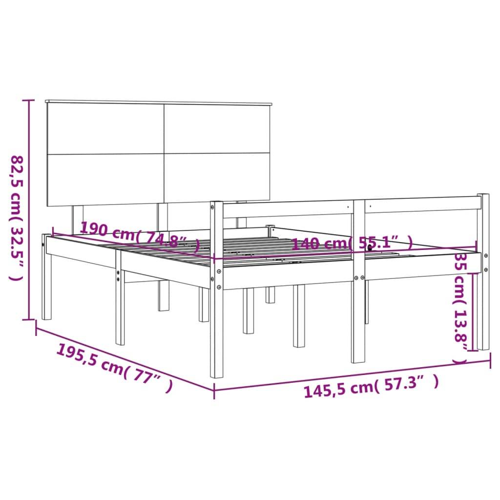 vidaXL Seniorenbett mit Kopfteil 140x190 cm Weiß Massivholz