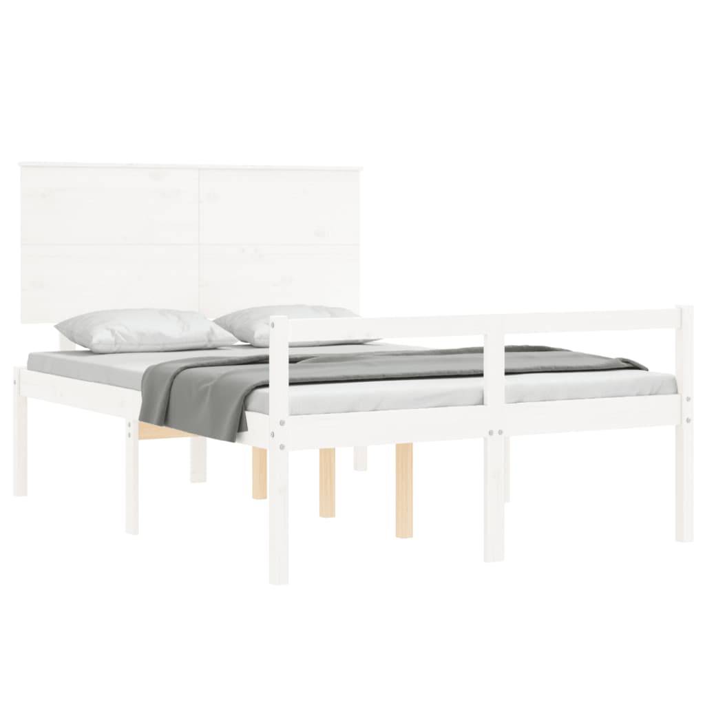 vidaXL Seniorenbett mit Kopfteil 140x190 cm Weiß Massivholz