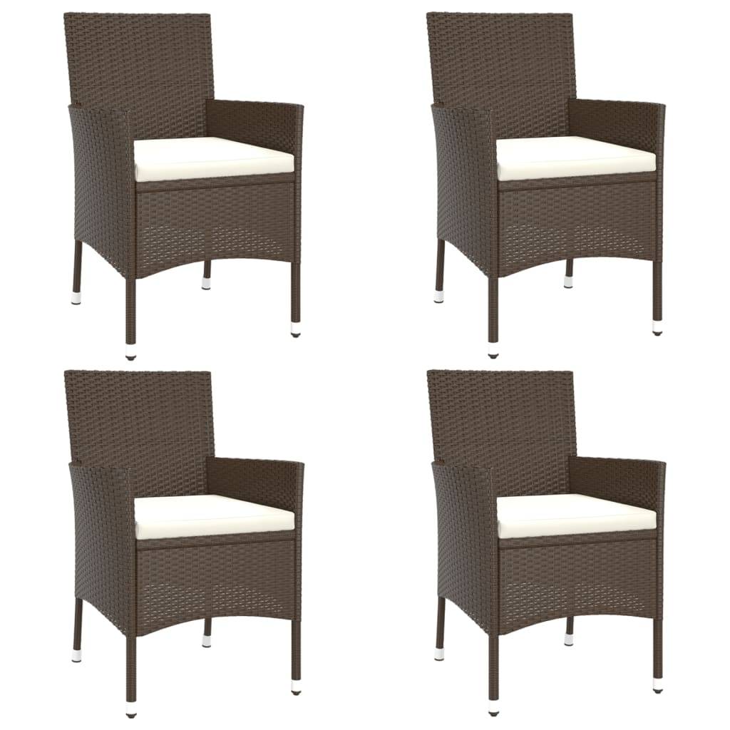 vidaXL Gartenstühle mit Kissen 4 Stk. Braun Poly Rattan (nur UK/IE/FI/NO)