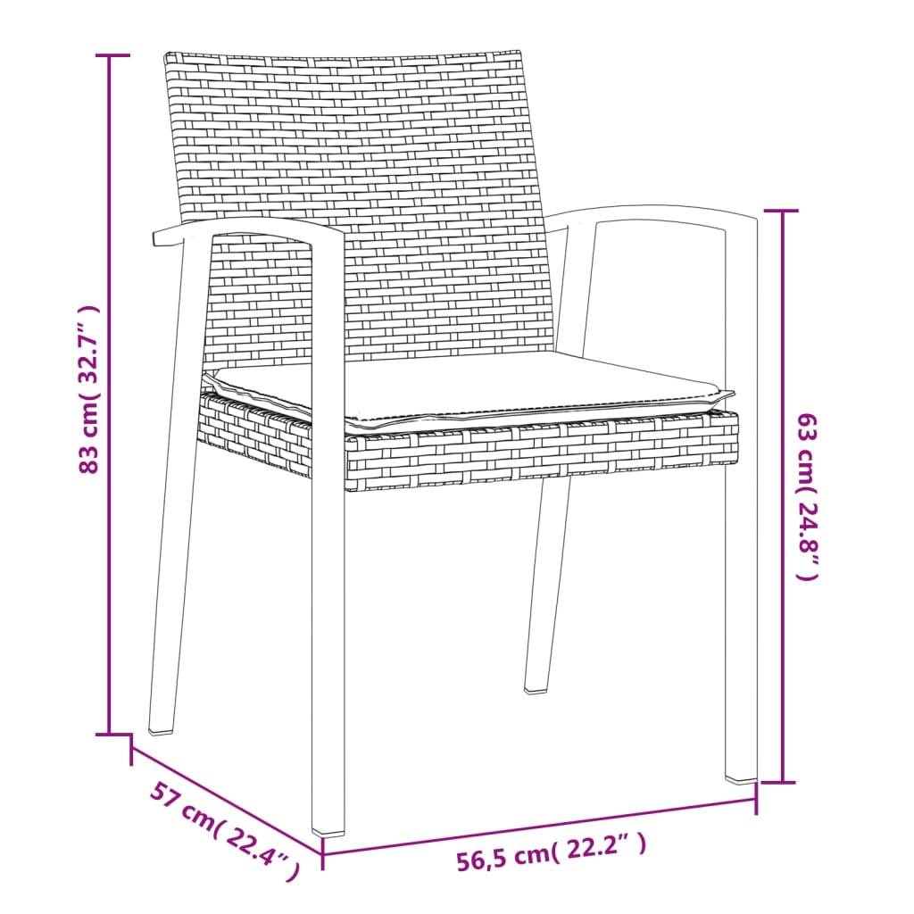 vidaXL 5-tlg. Garten-Essgruppe mit Kissen Poly Rattan und Stahl