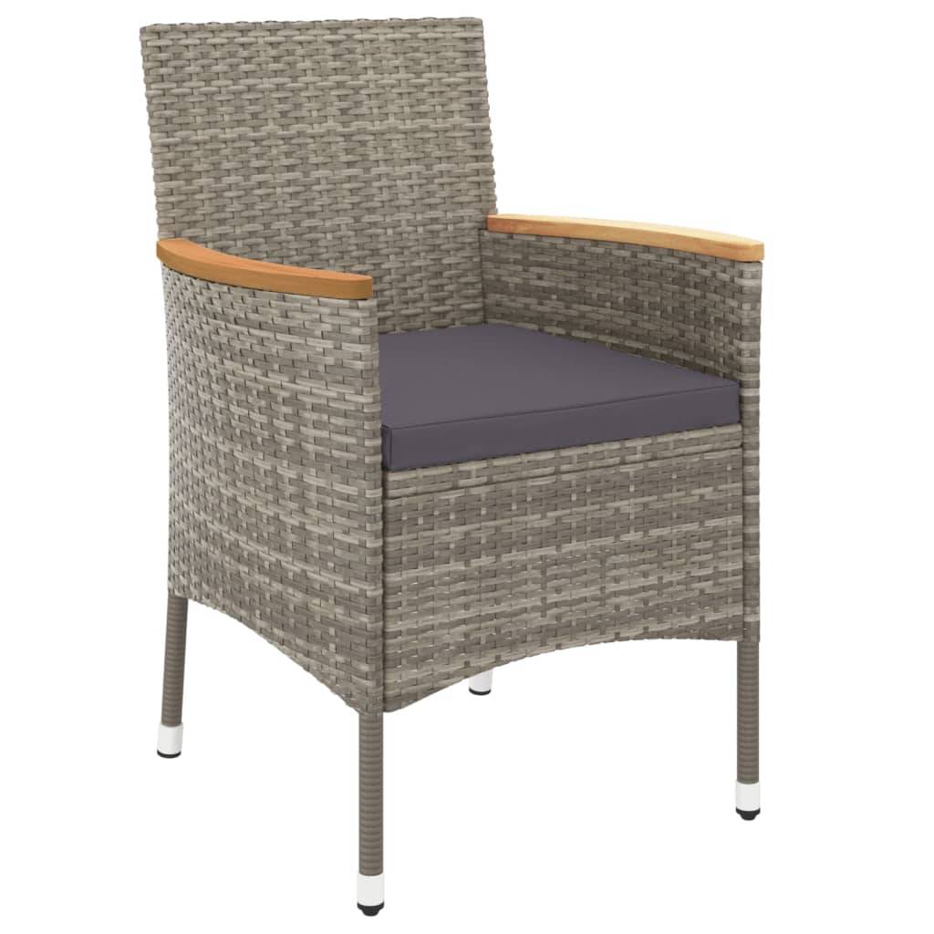 vidaXL 9-tlg. Garten-Essgruppe mit Kissen Grau Poly Rattan