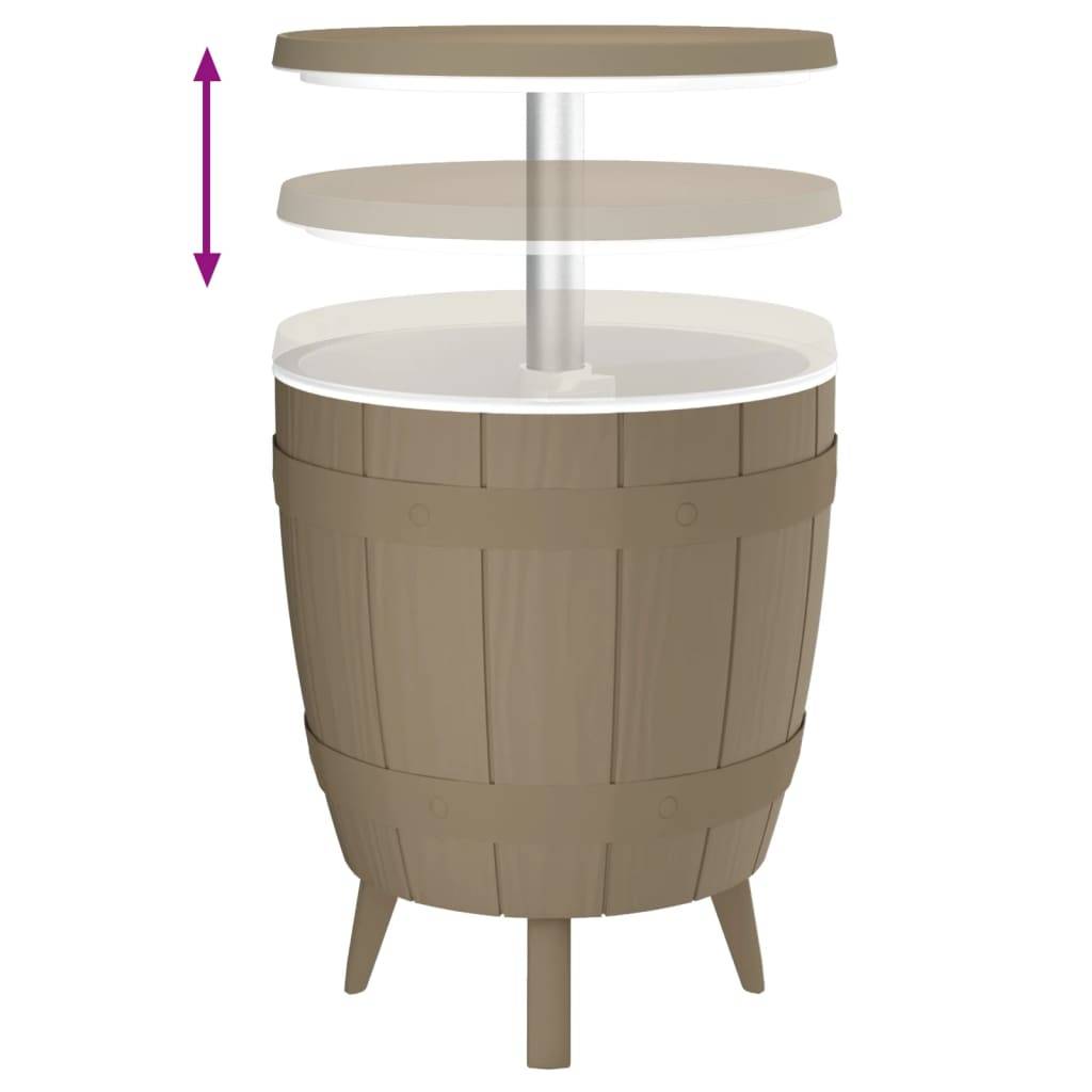 vidaXL 3-in-1 Tisch mit Eiskühler Hellbraun Polypropylen