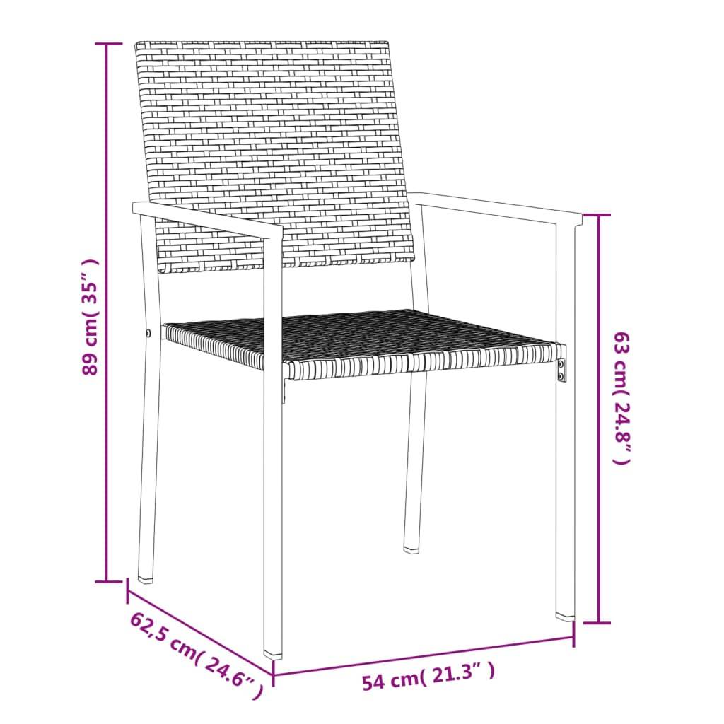 vidaXL Gartenstühle 6 Stk. Schwarz 54x62,5x89 cm Poly Rattan